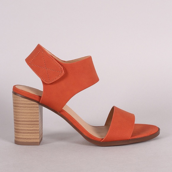 Peep Toe Ankle Cuff Chunky Kitten Heel Sandal - Picture 3 of 4